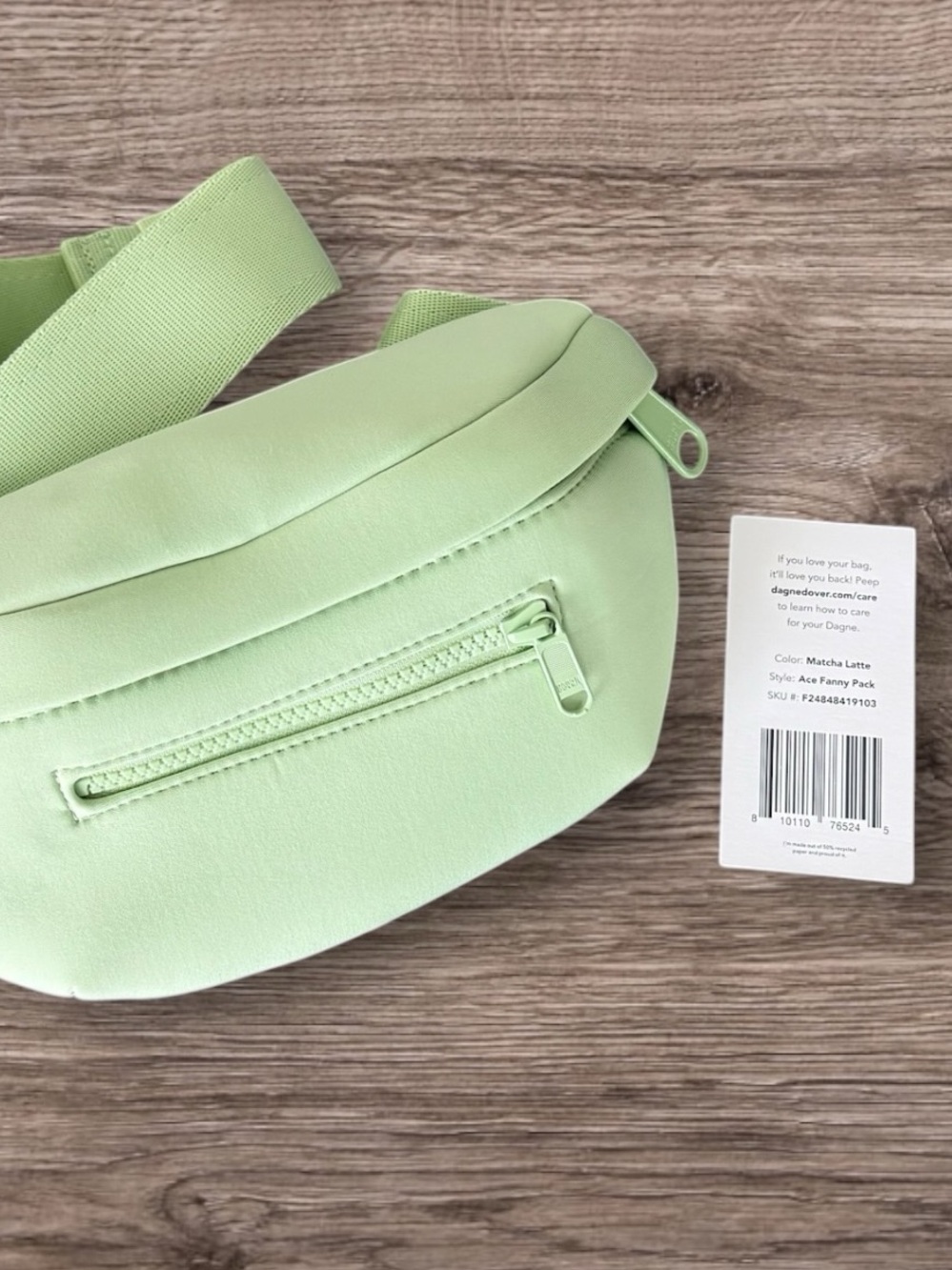 727 Dagne Dover Ace Fanny Pack Matcha Latte Neoprene Crossbody Vegan Bag NWT - Picture 7 of 8